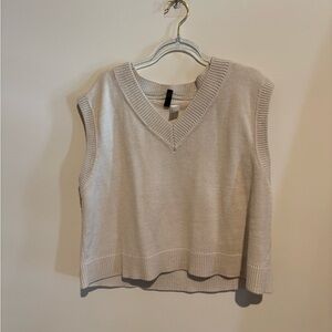 Cream Sleeveless Knit Sweater Vest